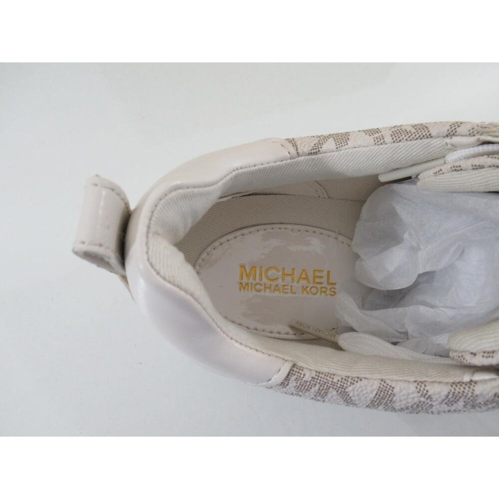 Michael Kors Emmett Lace up MK Logo Jacquard Sneakers Vanilla Beige Size 8 - Picture 9 of 10